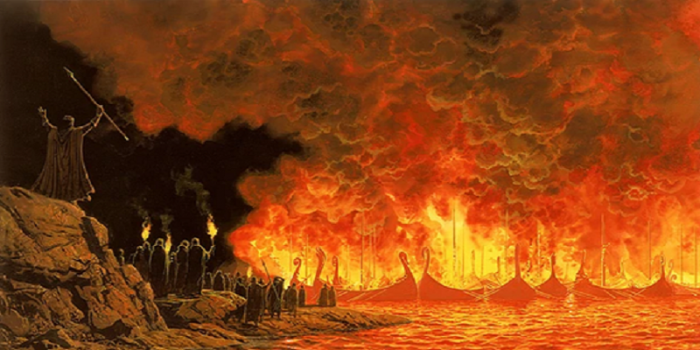 حرق السفن في فتح الأندلس - رسمة تعبيرية