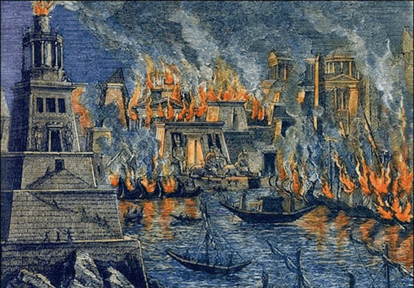 حريق الإسكندرية و المكتبة
