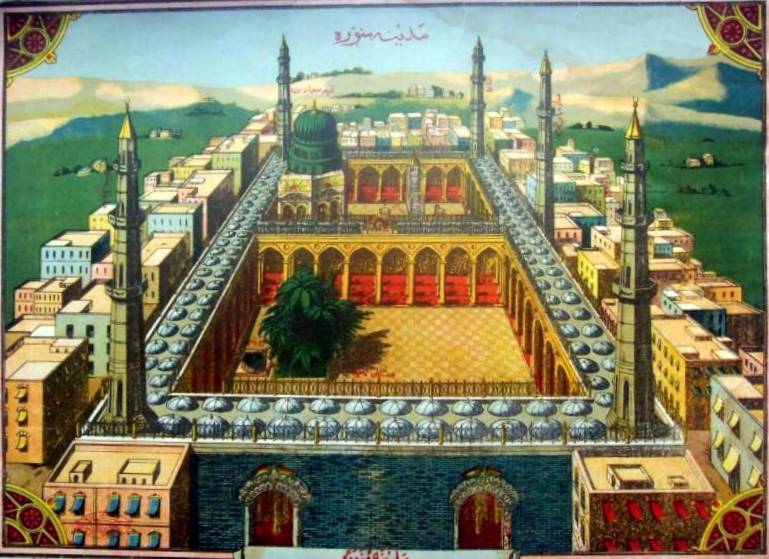 المسجد النبوي - رسمة من القرن السادس عشر 